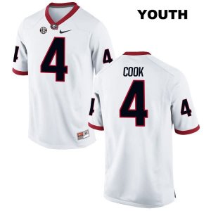 Youth Georgia Bulldogs NCAA #4 James Cook Nike Stitched White Authentic College Football Jersey UGG3254IH